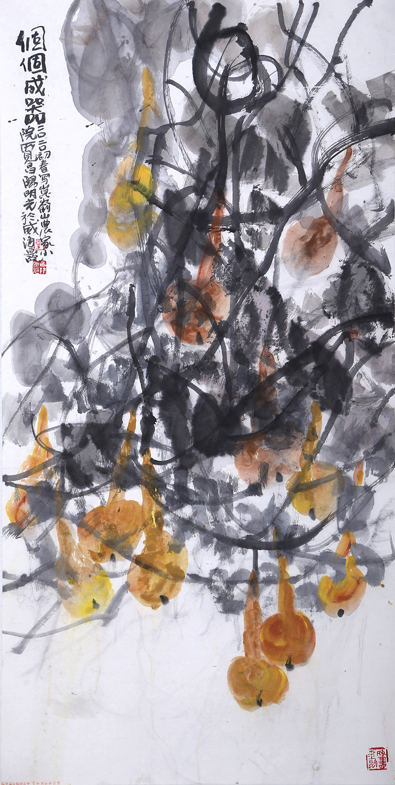 9.李明光《个个成器》 137×69.5cm 2020年 威海画院画家  款识：二〇二〇初春，写昆嵛山农家小院所见。昌阳明光于威海画院。.jpg