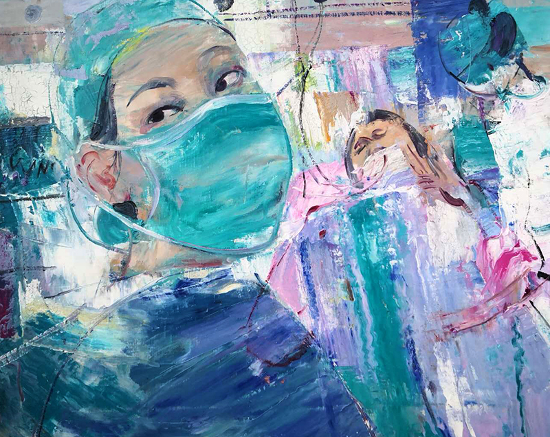 20.汪明强 《守护生命的人》 60×50cm 2020年 山东大学威海艺术学院教授 海洋绘画研究中心主任.jpg