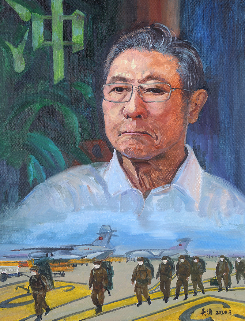 29-2.吴涛 山东省美术家协会会员 威海市美术家协会会员 武汉加油 80×60cm.jpg